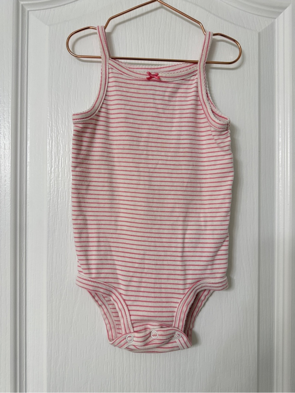 Carter's striped baby bodysuit pink spaghetti straps 100% cotton 18months